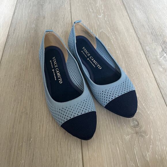 Vince Camuto 'Femils' Women's 6 Knit Washable Ballet Flat Blue Slip On Shoe - Picture 3 of 9